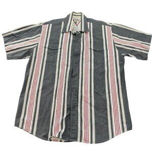 Cowboys Turtle Western Stripe Short Sleeve Button Up Shirt Men L |B1